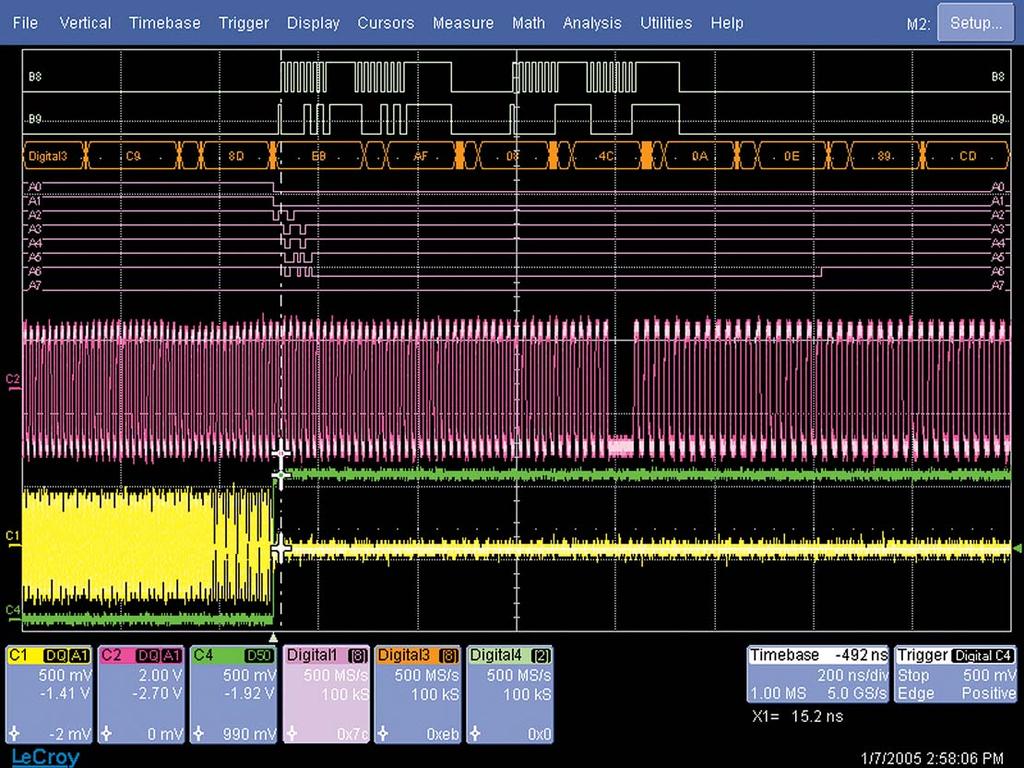 4 Analog + 32 Digital Channel Capability LeCroy introduces the first oscilloscope solution to combine 4 analog channels with 32 digital channels.