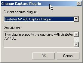 If the Grabster AV 400 is not selected as the source, please select the capture plug-in manually.