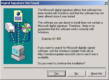Digital signature in Windows XP and 2000 Continue the