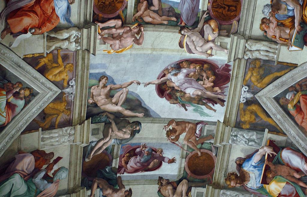 Under the patronage of Pope Julius II, Michelangelo painted 12,000 sq ft of the chapel ceiling between 1508 and 1512.