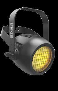 outdoor-ready blinder and strobe powered by a 90 W warm white LED source.