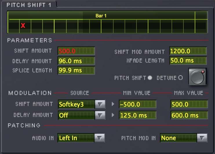 4.4.11 Pitch Shift 1 and 2 Effect Block Parameters This section details the various parameters available within the Pitch Shift 1 and 2 blocks.
