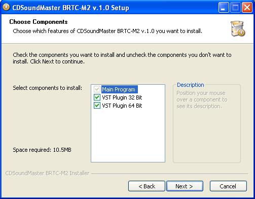 Figure 3 Please choose the version of BRTC-M2 that is correct for your system. If you are running Windows 32 Bit, check only the 32 Bit version.