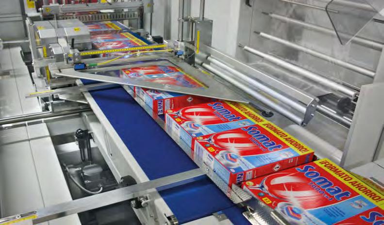 HS SERVO SPECIAL FEATURES OF THE NEW RANGE T he new HS SERVO packer has a continuous production cycle on 3 conveyors using a box-motion system (with a transverse bar),