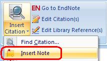 1.2.6 Edit Citation(s) Use this command to make any changes inside a citation, such as adding page numbers or removing author names from author-date citations. 1.2.7 Insert Note Use this command to insert explanatory notes to be numbered as though they were bibliography entries, and then placed in the bibliography.