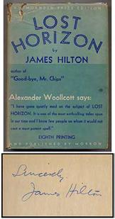 HILTON, James. Lost Horizon. New York: William Morrow (1935). American edition, twelfth printing of the Hawthornden Prize Edition.