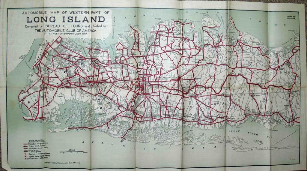 Automobile map of the Western Part of Long Island, 1909.