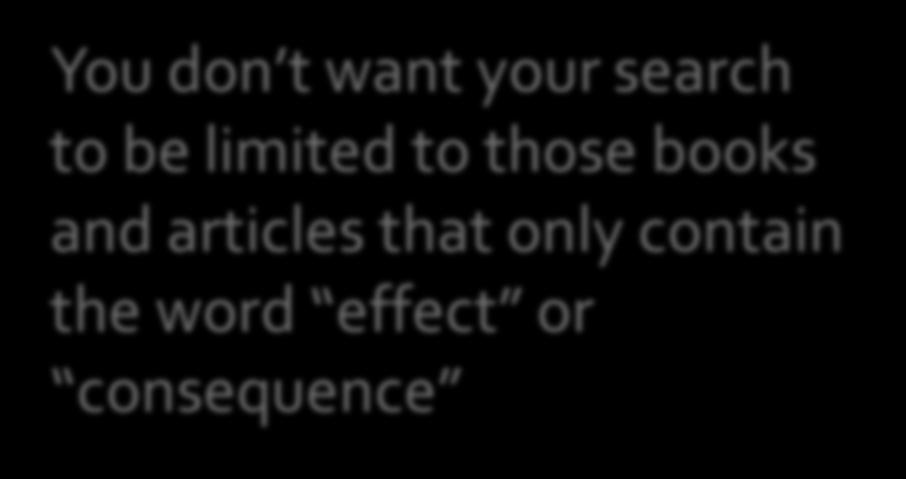 contain the word effect or consequence Each author