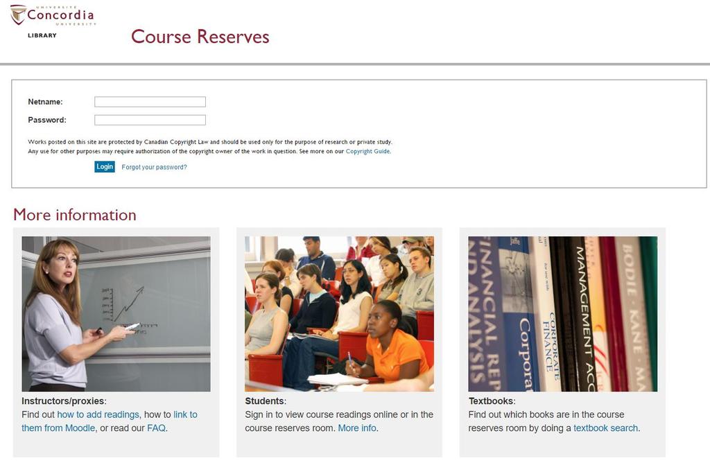 course readings Search for
