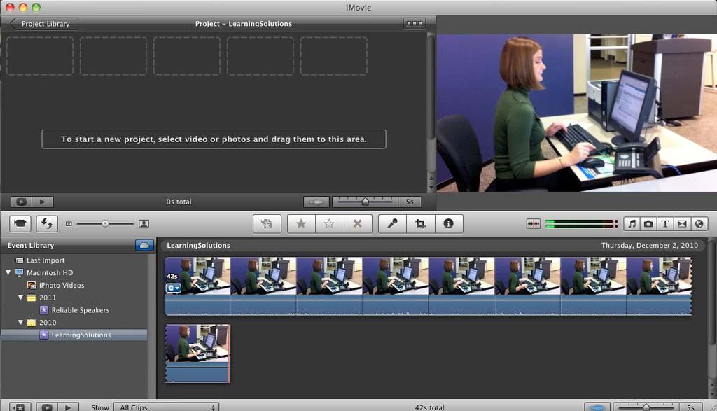Creating the clip in imovie 3.