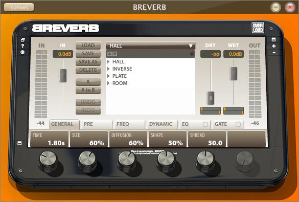 4. BREVERB Graphic Interface Pict.1: BREVERB's Compact Interface When you open BREVERB's interface (after you successfully authorized it!
