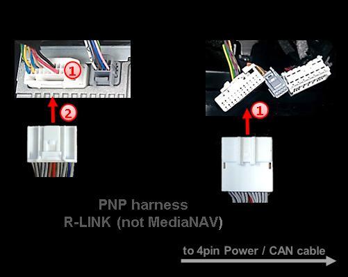 The PNP Power/CAN harness is not usable with the MediaNav system.