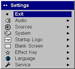 Using the menus To open the menus, press the Menu button on the keypad or remote. (The menus automatically close after 60 seconds if no buttons are pressed.) The Main menu appears.
