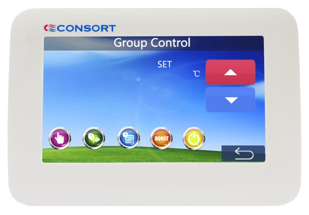 4. Group Control Screen The group control screen allows all zones to be changed at the same time to desired mode and temperature.