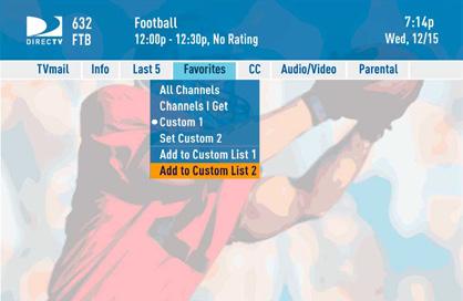 1 2 3 Favorite Channel Lists Select Favorites to update the program guide to show only the channels you want to see.
