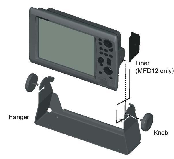 4. Use your hands to detach the front panel from the lower side. 1.1.2. MFD 8/12 Desktop and Overhead Mounting Follow the procedure below to mount the MFD8 or 12 on a desktop or overhead. 1. For MFD12, attach the liner to each side of the display unit.