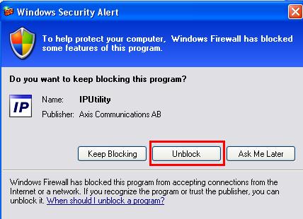 appears, click on Unblock to allow the software to