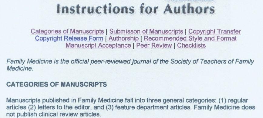 Choosing a Journal --AAFP Select the journal before you write the paper or plan the