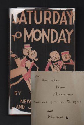 7. Levy, Newman; John Held Jr. (Illustrator). Saturday to Monday. New York: Alfred A. Knopf, 1930. First edition. SIGNED. 79pp. Duodecimo [20 cm] Red and black pictorial paper over boards.