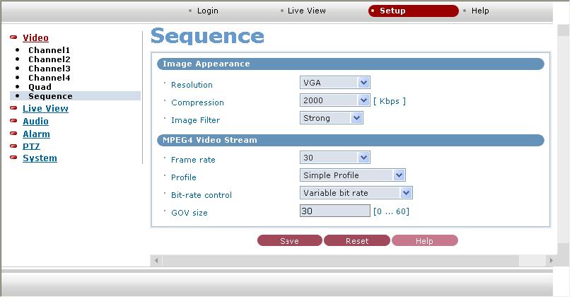 Sequence Setting Sequence Mode shows 4 input images as an automatic