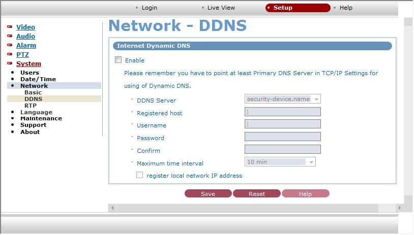 DDNS Setting Internet Dynamic DNS When using the high-speed Internet with the telephone or cable network, users can operate the Network Video Server even on the floating IP environment in which IPs