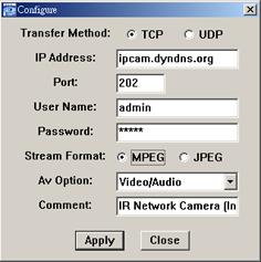 按一下可顯示預設的網路攝影機詳細資訊 若要登入, 請從位址簿選擇一組 IP 位址, 然後連按兩下該位址 ; 若要登出, 請連按兩下已連線的 IP 位址 您也可以自訂新的 IP 位址資訊, 或者修改或刪除現有的 IP 位址 NO.