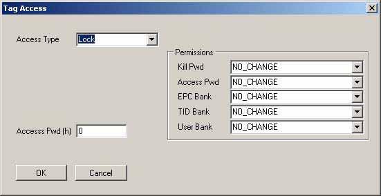 Figure 8 Tag Access dialog box, Access Type Lock selected Note that all permissions are set in a single operation.