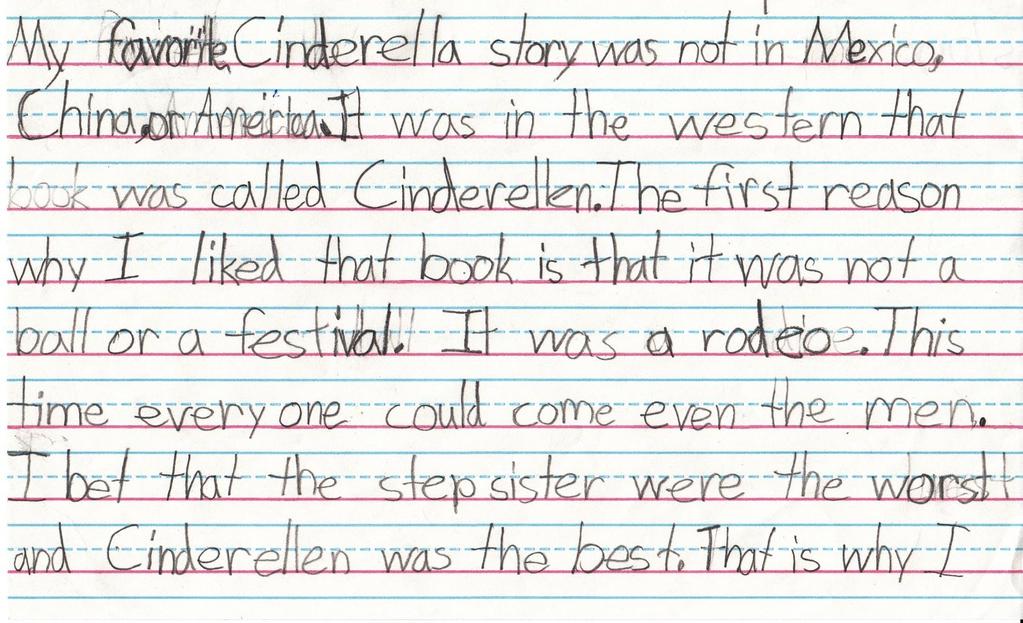 introduces a topic and states an opinion. o My favorite Cinderella story wan not in Mexico, China or America.