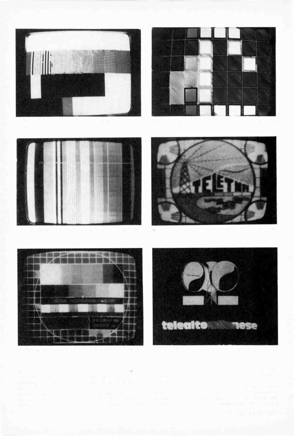 1. The monochrome test pattern at present being used by the three French networks. 2. The convergence crosshatch pattern, with half -tones, used by the three French networks. 3.