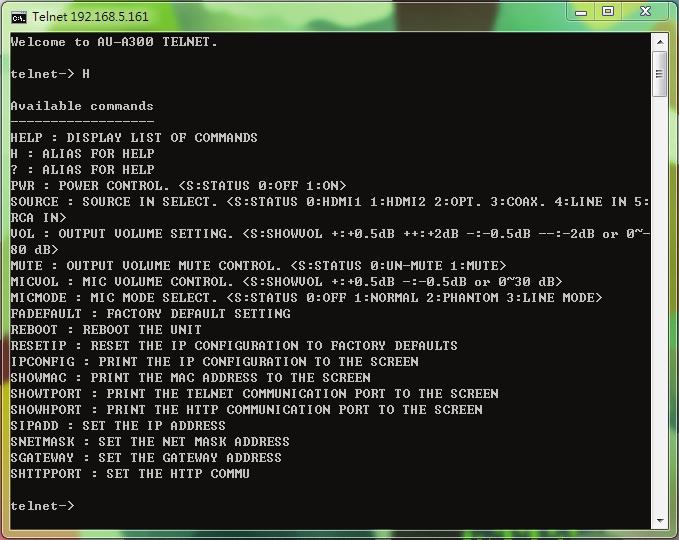 Once in the command line interface (CLI) type "telnet", then the IP address and hit enter.