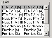 5.f Favourites The Openbox 810 receivers have 12 TV favourite lists and 12 radio favourite lists for your favourite channels. Note: In some software versions there are no FAV lists.