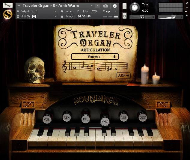 There are a total of 10 individual ambiences included in this preset. Use key-switches from C-2 A-2 to switch between them. Traveler Organ - 08 - Amb Warm.