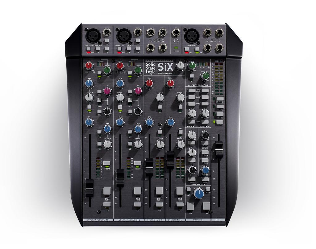 SiX The Ultimate Desktop Mixer Legendary SSL studio tools redefined and streamlined Key Features: A fully professional condensed console for use in the studio, in post-production, on stage, and for