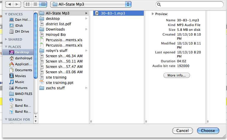 On a Mac it will look like: Folder Name File Name 7. Select Choose and then on the next screen select Upload File.