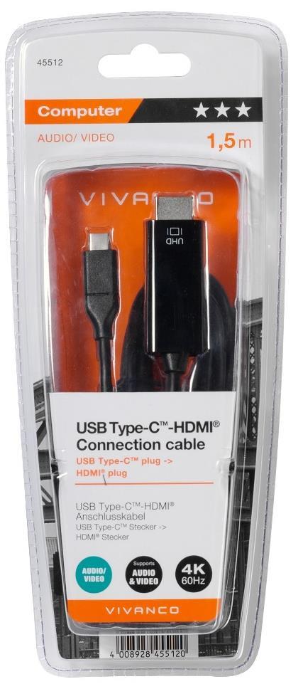 audio-video Vivanco USB type-c -> HDMI connection cable, 1.