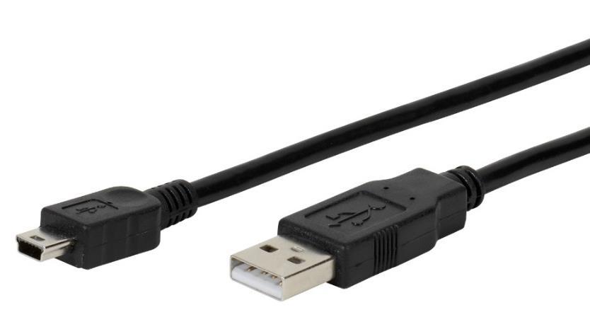 HUBs, digital cameras, MP3 players with a mini USB connection USB type A plug <-> USB type mini B plug