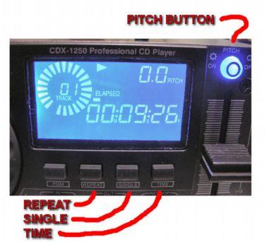 Press the Time button to select the desired time display option; time elapsed for the track, time