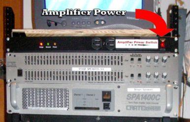 Basic Program Setup Set Up Turn on power Turn on main amplifier power. (Use power strip switch at upper right corner of the amplifier rack.) Turn on monitor power strip.