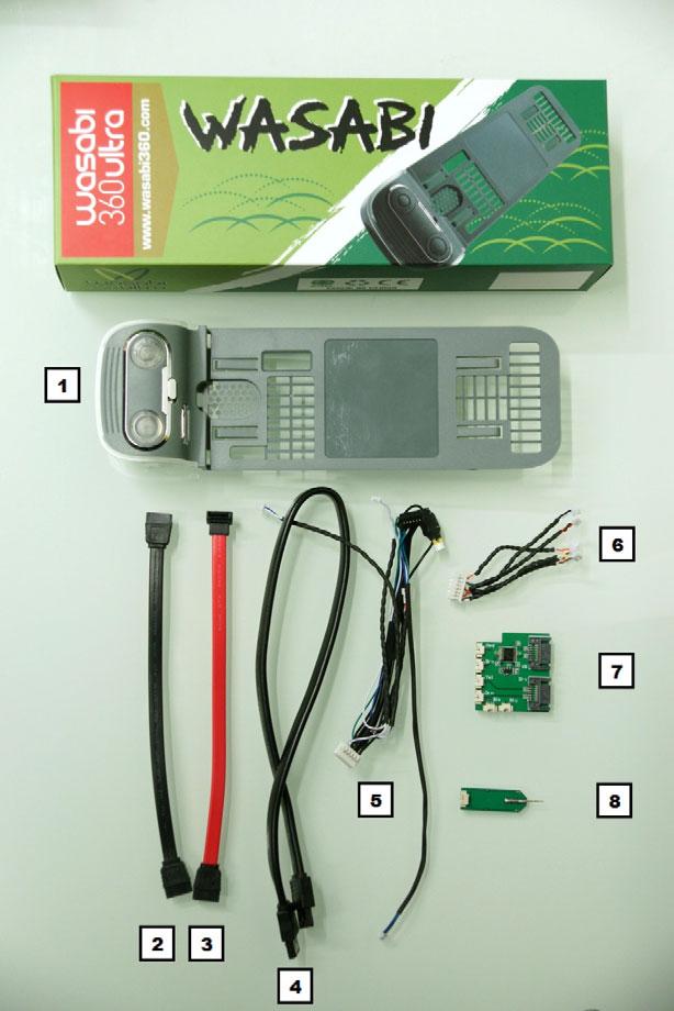 Contents of your Wasabi 360 Ultra Kit Figure 2 1. Wasabi PCB and housing 5. Wasabi Power Cable 2.