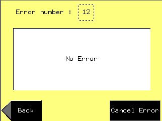 Error Display Error number: 0-73 Error messages Error number and error messages are displayed Function keys Description