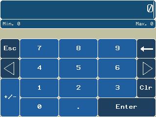 By touching the time field the keypad appears Keypad Display Function keys Input value (cursor) Minimum and maximum values are displayed