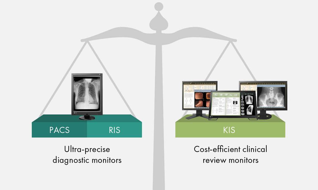 Clinical review monitor: Cost-efficient with DICOM standard For environments in which clinical images are reviewed with applications for electronic patient files, the