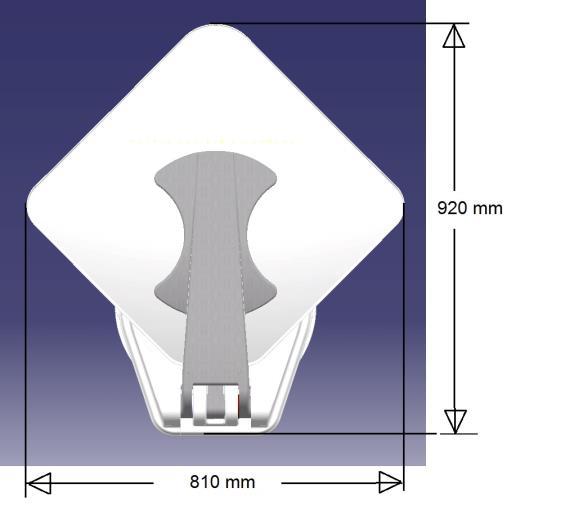 Once positioned, both antenna and LNB must be oriented towards the rear of the caravan, opposite to driving direction.