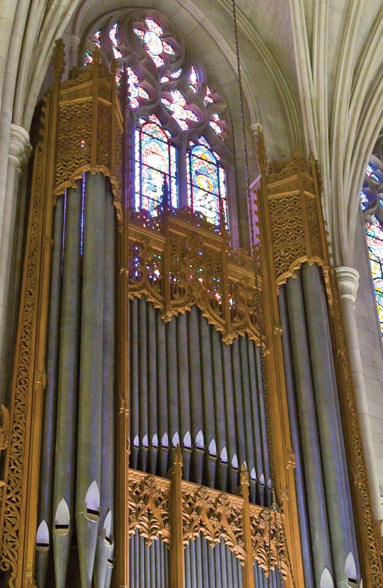 The Aeolian organ Behind the façade pipes and carved oak screens, the Kathleen Upton Byrns McClendon Organ is lodged in chambers on both sides of the chancel.