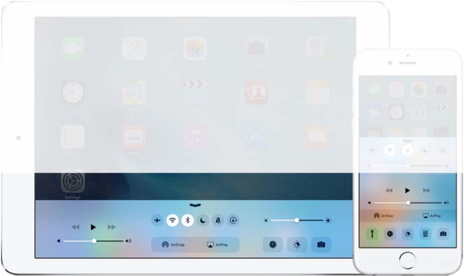 device Swipe up for Control Center Select