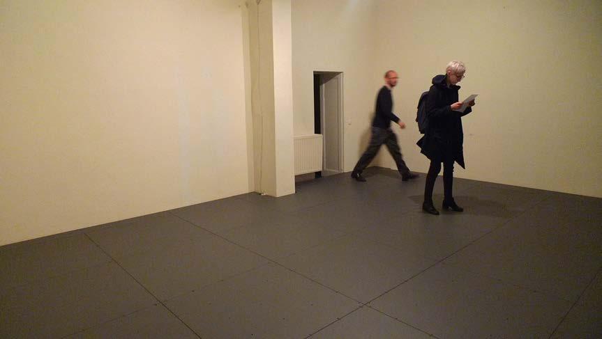 Description Rhythms of Presence is comprised of two twenty-square-metre floor surfaces: one is discretely installed in an undisclosed location; the other is in the exhibition space.