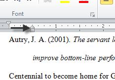 Now, when you type the lines will word wrap and any 2 nd or subsequent line will go to the hanging indent marker.