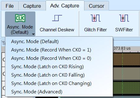 Advanced Capture Setting Capture mode setting Asynchronous mode: Asynchronous mode, also known as timing Analyzer, is based on the internal clock as a sampling frequency.