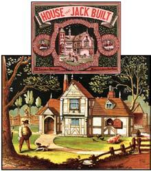 HOUSE THAT JACK BUILT. Bros. nd ca 1875. NY: McLoughlin Oblong 4to, pictorial wraps, 2 minor mends else near Fine.