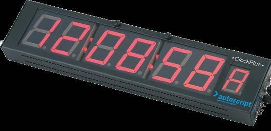 If the timecode source is removed the display will continue to update the time under control of an internal crystal oscillator. ClockPlus Display Format: HH:MM:SS A/P Size: (HH:MM:SS):2.25 (A/P): 1.